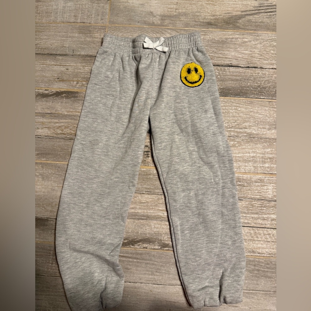 Gray Kids Sweatpants with Smiley Face